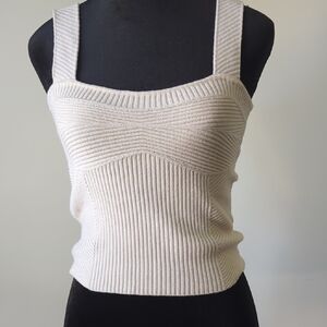 White Ribbed Fitted Tank Top